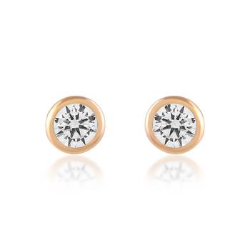 Brass gold moissanite solitaire stud earrings unisex 1