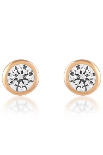 Brass gold moissanite solitaire stud earrings unisex