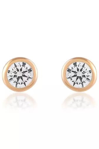 Brass gold moissanite solitaire stud earrings unisex
