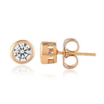 Brass gold moissanite solitaire stud earrings unisex 2