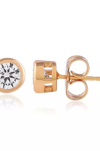 Brass gold moissanite solitaire stud earrings unisex