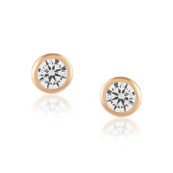 Brass gold moissanite solitaire stud earrings unisex 3