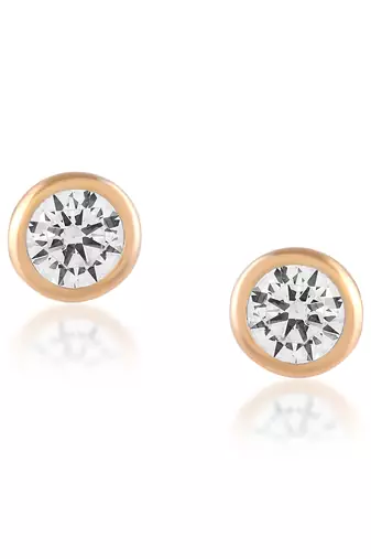 Brass gold moissanite solitaire stud earrings unisex
