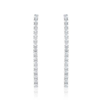 Brass silver plated long dangler cz earring 1