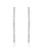 Brass silver plated long dangler cz earring
