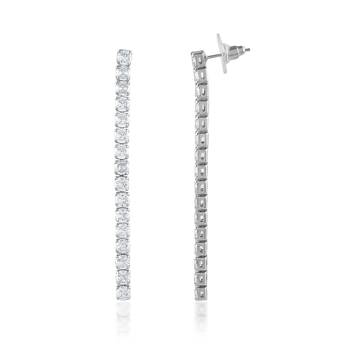 Brass silver plated long dangler cz earring 2