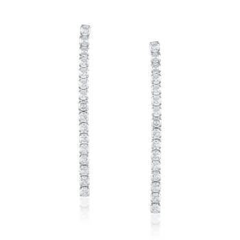 Brass silver plated long dangler cz earring 3