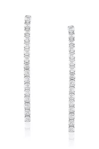 Brass silver plated long dangler cz earring