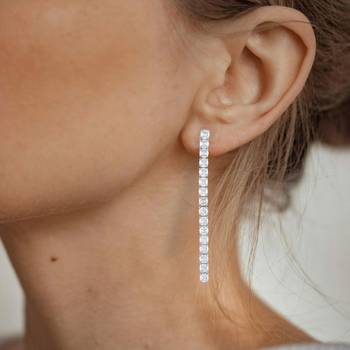 Brass silver plated long dangler cz earring 4