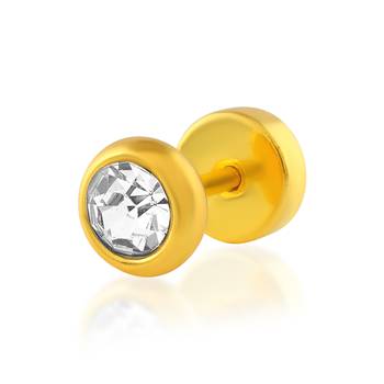 Brass gold single ear moissanite stud solitaire earring 1