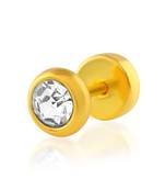 Brass gold single ear moissanite stud solitaire earring