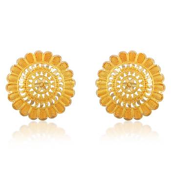 Brass micron gold handmade women stud traditional earring 1