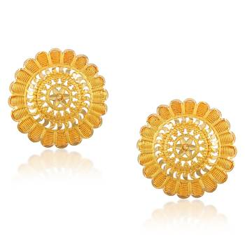 Brass micron gold handmade women stud traditional earring 2