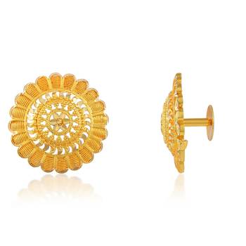 Brass micron gold handmade women stud traditional earring 3