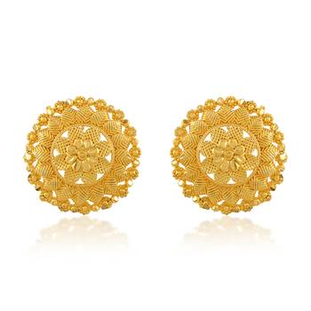 Brass micron gold handmade women stud traditional earring 1