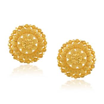 Brass micron gold handmade women stud traditional earring 2