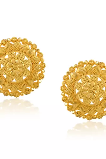 Brass micron gold handmade women stud traditional earring