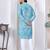Blue digital printed work cotton straight kurta