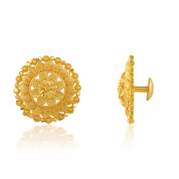 Brass micron gold handmade women stud traditional earring 3