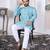 Blue digital printed work cotton straight kurta