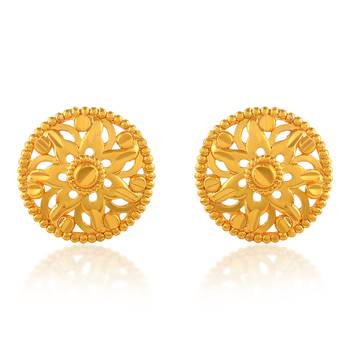 Brass micron gold handmade women stud traditional earring 1