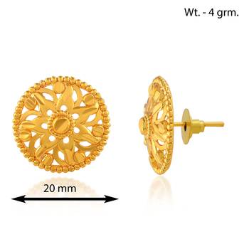 Brass micron gold handmade women stud traditional earring 3