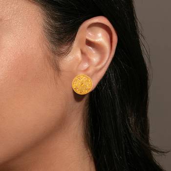 Brass micron gold handmade women stud traditional earring 4