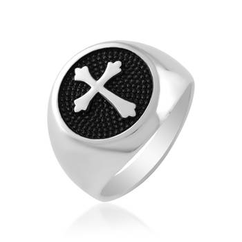 Stainless steel christian crucifix cross finger ring 1