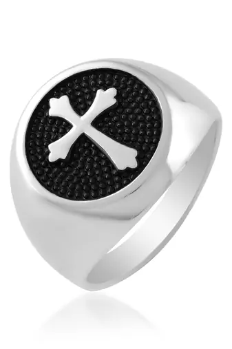 Stainless steel christian crucifix cross finger ring