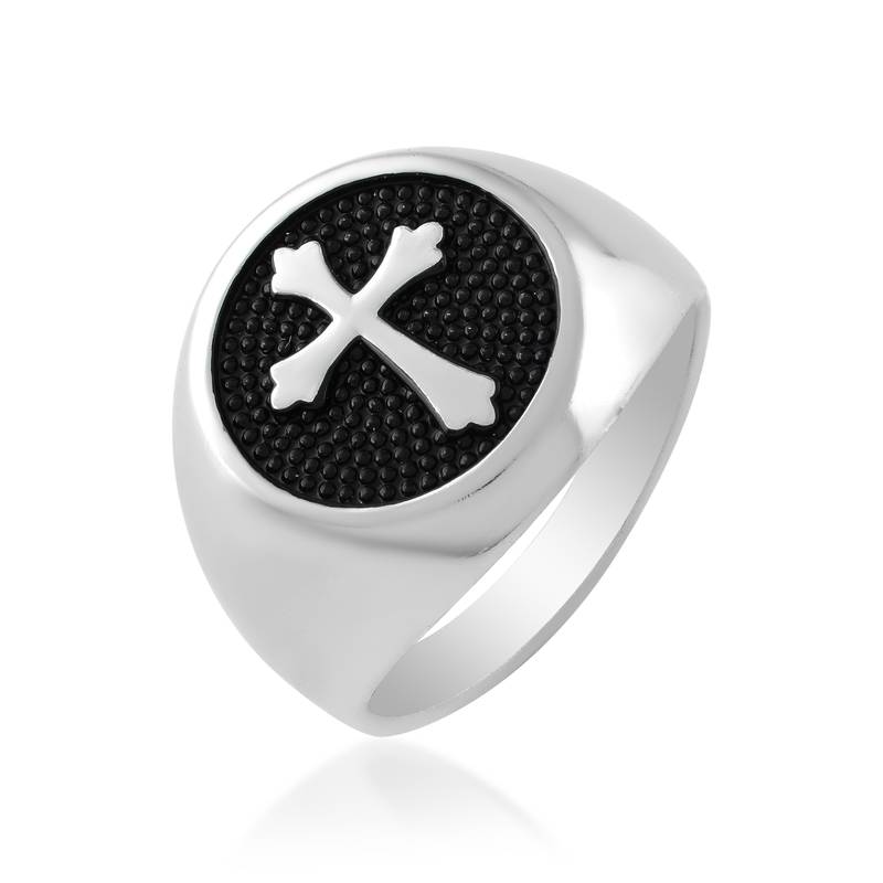 Stainless steel christian crucifix cross finger ring