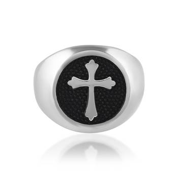 Stainless steel christian crucifix cross finger ring 3