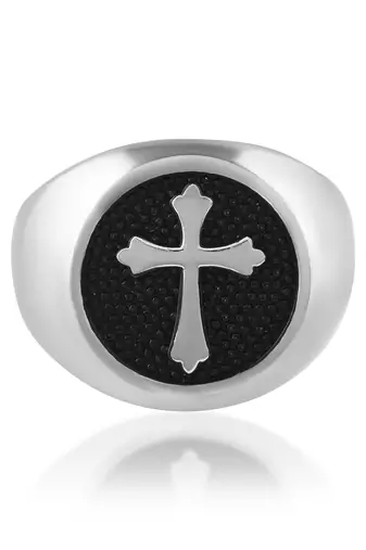 Stainless steel christian crucifix cross finger ring