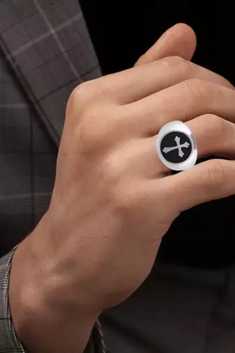 Stainless steel christian crucifix cross finger ring