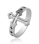 Stainless steel cruciifx cross finger ring christian