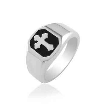 Stainless steel thick heavy crucifix cross ring christian jewellery 1