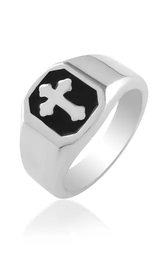 Stainless steel thick heavy crucifix cross ring christian jewellery