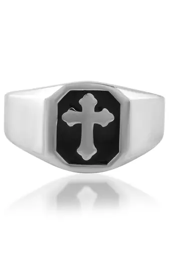 Stainless steel thick heavy crucifix cross ring christian jewellery