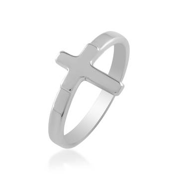 Stainless steel sleek crucifix cross ring 1