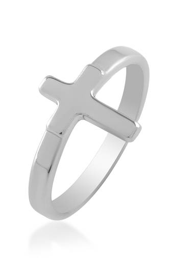 Stainless steel sleek crucifix cross ring