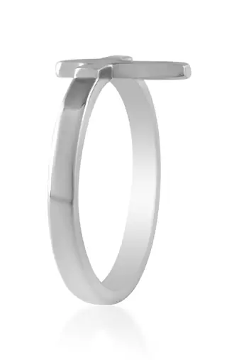 Stainless steel sleek crucifix cross ring