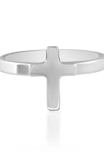 Stainless steel sleek crucifix cross ring