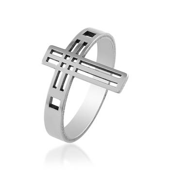 Stainless steel crucifix cross ring 1