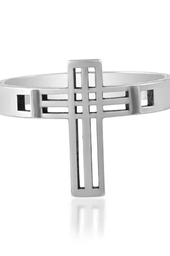 Stainless steel crucifix cross ring