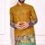 Mustard dola silk straight kurta with foil work
