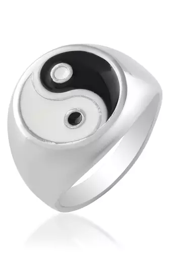 Stainless steel fengshui yin yang ring