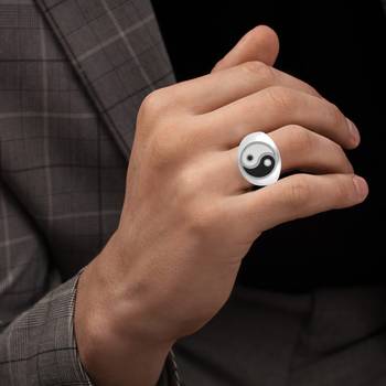 Stainless steel fengshui yin yang ring 4