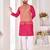 Peach cotton straight kurta payjama & koti with jequard work