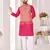 Peach cotton straight kurta payjama & koti with jequard work