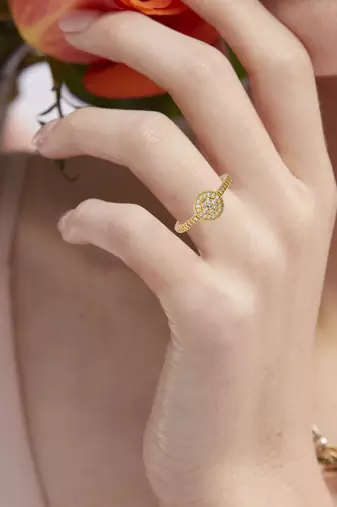 Brass micron gold moissanite women finger ring