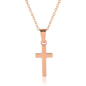 Brass rose gold plated crucifix cross small pendant 1